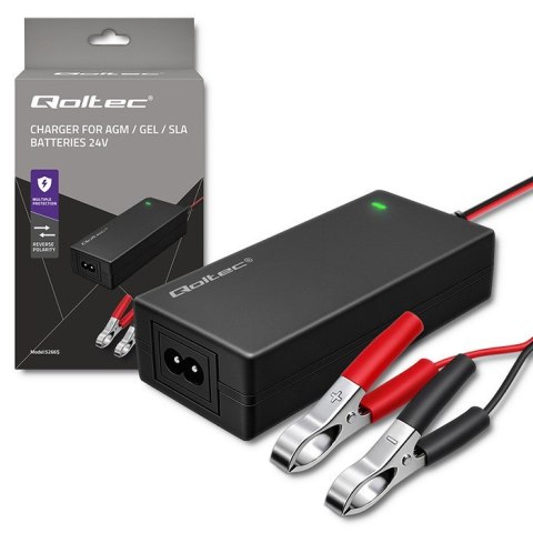 QOLTEC ŁADOWARKA DO AKUMULATORA AGM GEL STD | PROSTOWNIK 24V 2A 48W | LED