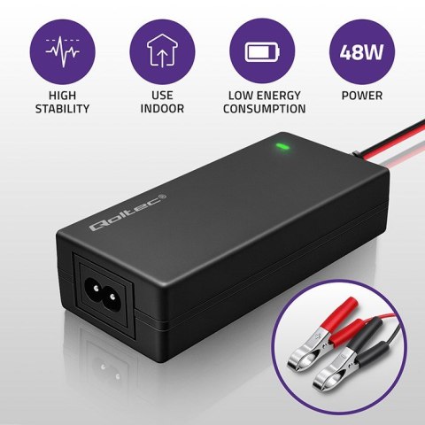 QOLTEC ŁADOWARKA DO AKUMULATORA AGM GEL STD | PROSTOWNIK 24V 2A 48W | LED