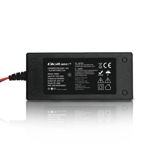 QOLTEC ŁADOWARKA DO AKUMULATORA AGM GEL STD | PROSTOWNIK 24V 2A 48W | LED