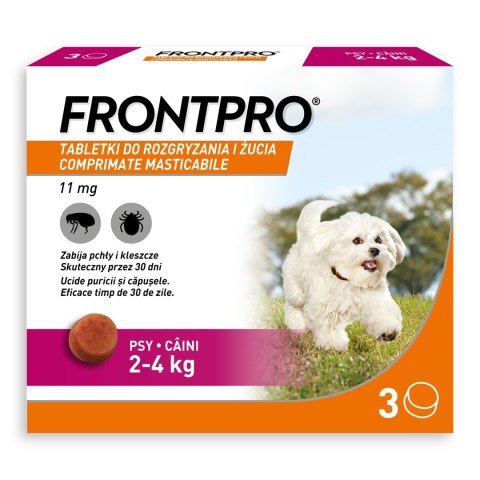 FRONTPRO Tabletki na pchły i kleszcze dla psa (2-4 kg) - 3x 11,3mg