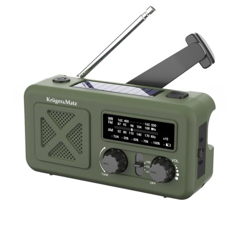Radio solarne, przenośne radio awaryjne SOS, powerbank 2000mAh, latarka, dynamo, Kruger&Matz