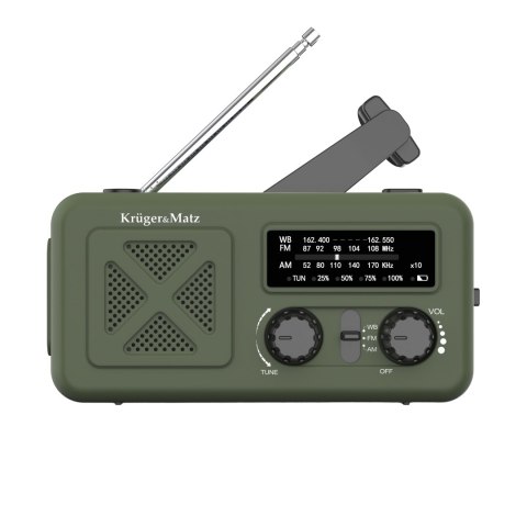 Radio solarne, przenośne radio awaryjne SOS, powerbank 2000mAh, latarka, dynamo, Kruger&Matz