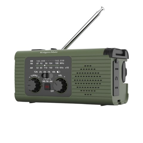 Radio solarne, przenośne radio awaryjne SOS, powerbank 5000mAh, latarka, dynamo, Kruger&Matz