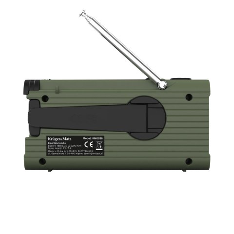 Radio solarne, przenośne radio awaryjne SOS, powerbank 5000mAh, latarka, dynamo, Kruger&Matz