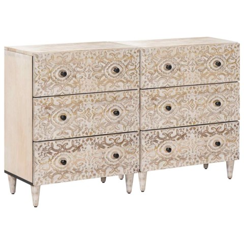 Bufet 2 pcs Biały 60 x 33,5 x 75 cm Drewno z mango