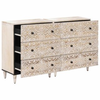 Bufet 2 pcs Biały 60 x 33,5 x 75 cm Drewno z mango