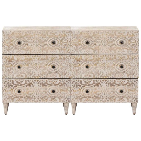 Bufet 2 pcs Biały 60 x 33,5 x 75 cm Drewno z mango