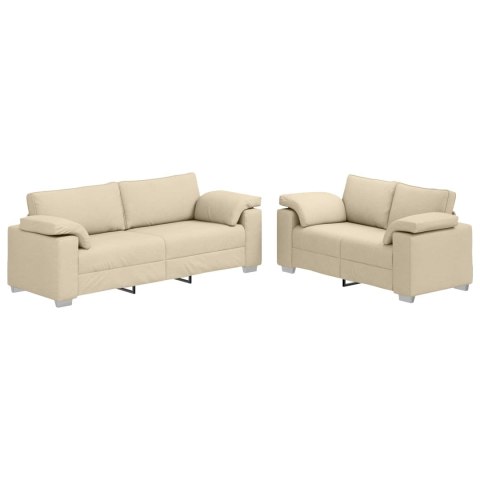 Sofa 2 pcs Kremowy 219 x 80 x 82 cm tkanina