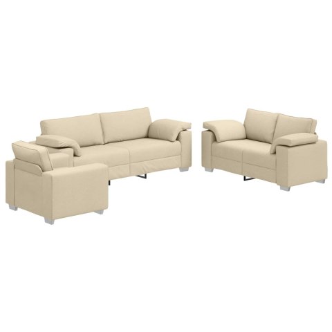 Sofa 3 pcs Kremowy 219 x 80 x 82 cm Tkanina lniana