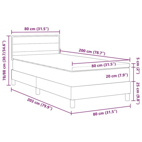Łóżko sprężynowe Z zagłówkiem Czarny 80 x 200 cm tkanina