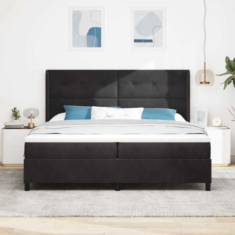 Łóżko sprężynowe z materacem Czarny 200 x 200 cm Aksamit