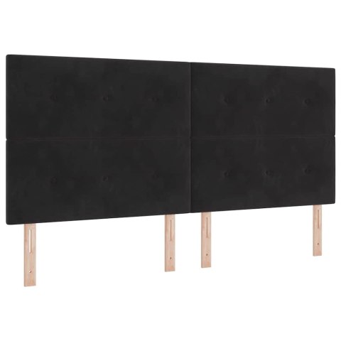 Łóżko sprężynowe z materacem Czarny 200 x 200 cm Aksamit