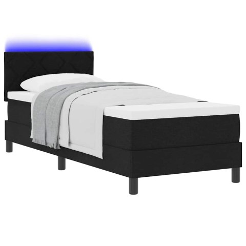 Łóżko sprężynowe z materacem z LED Czarny 80 x 200 cm tkanina
