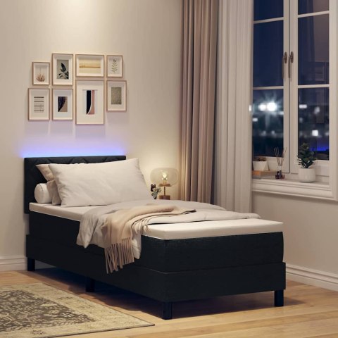 Łóżko sprężynowe z materacem z LED Czarny 80 x 200 cm tkanina