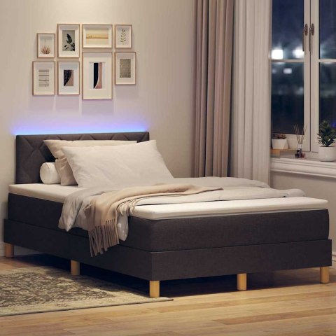 Łóżko z sprężyną LED Ciemny brąz 120 x 200 cm tkanina