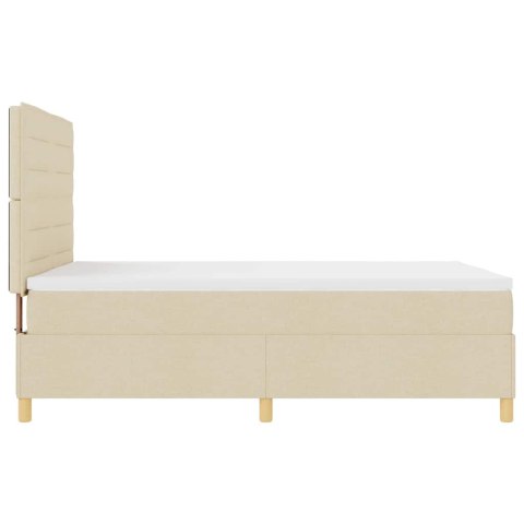 Łóżko z sprężyną LED z materacem Kremowy 140 x 190 cm tkanina