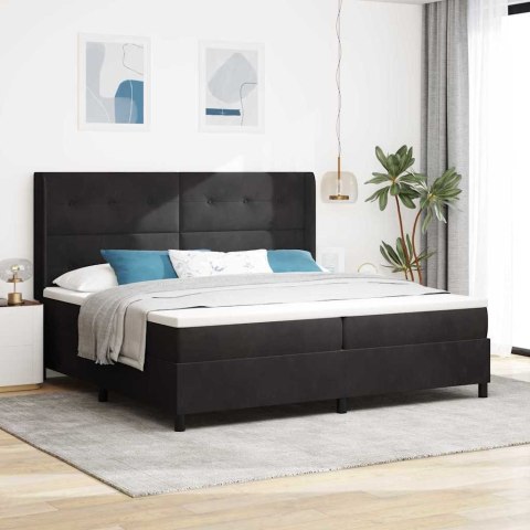 Łóżko sprężynowe z materacem z LED Czarny 200 x 200 cm Aksamit