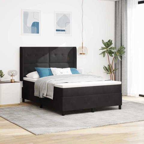 Łóżko sprężynowe z paskami LED Czarny 140 x 190 cm Aksamit