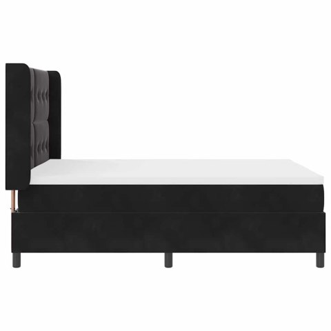 Łóżko sprężynowe z paskami LED Czarny 140 x 190 cm Aksamit