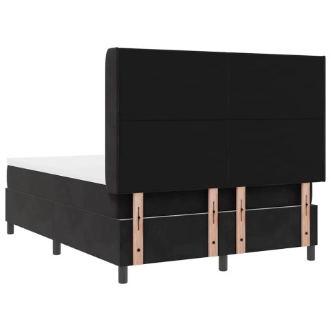 Łóżko sprężynowe z paskami LED Czarny 140 x 190 cm Aksamit