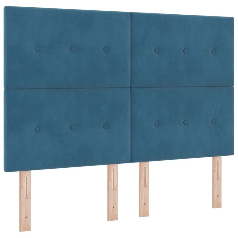 Łóżko sprężynowe z paskami LED Niebieski 140 x 200 cm Aksamit