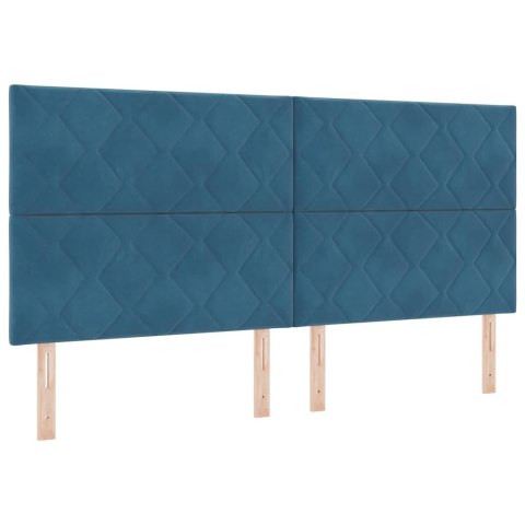 Łóżko sprężynowe z paskami LED Niebieski 200 x 200 cm Aksamit