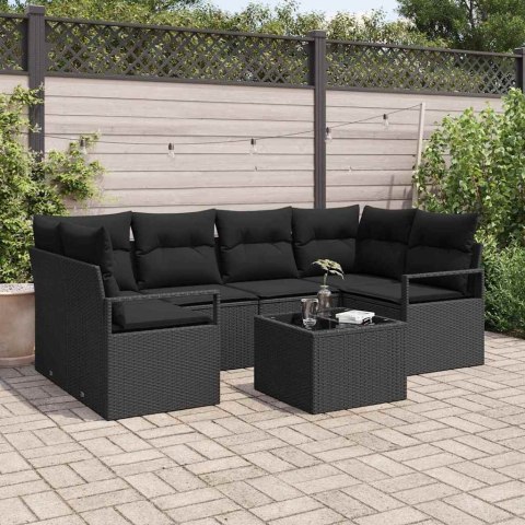 Zestaw Sof 7 pcs Czarny polirattan