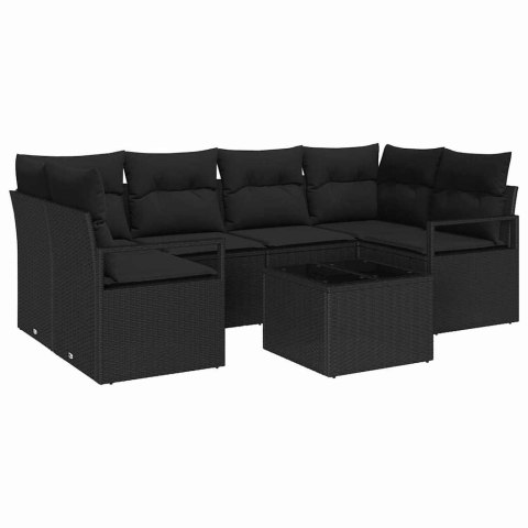 Zestaw Sof 7 pcs Czarny polirattan