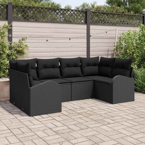Zestaw Sof na Ogród z poduszką 6 pcs Czarny Rattan poli