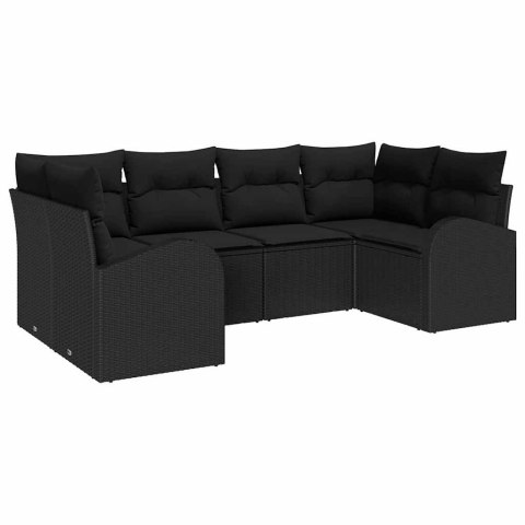 Zestaw Sof na Ogród z poduszką 6 pcs Czarny Rattan poli