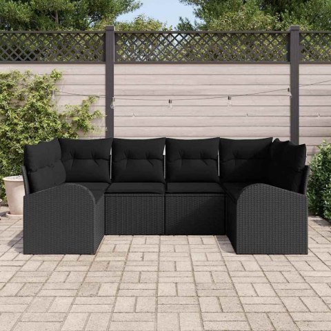 Zestaw Sof na Ogród z poduszką 6 pcs Czarny Rattan poli