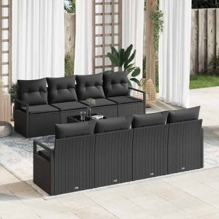 Zestaw Sof z poduszką 7 pcs Czarny polirattan