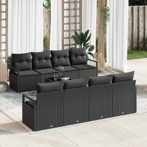 Zestaw Sof z poduszką 7 pcs Czarny polirattan