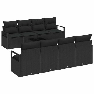 Zestaw Sof z poduszką 7 pcs Czarny polirattan