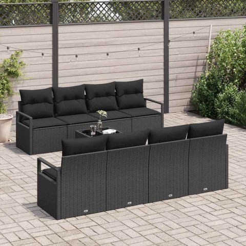 Zestaw Sof z poduszką 7 pcs Czarny polirattan