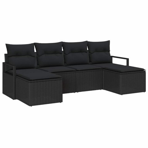 Zestaw Sof 6 pcs Czarny polirattan