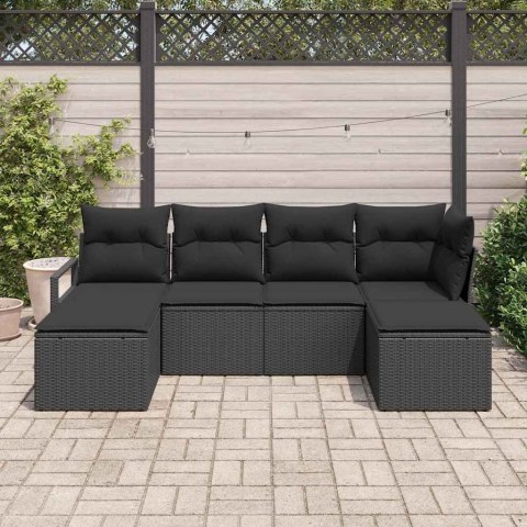 Zestaw Sof 6 pcs Czarny polirattan