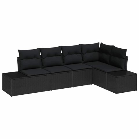 Zestaw Sof na Ogród 5 pcs Czarny polirattan