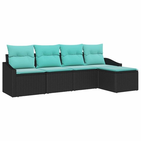 Zestaw Sof z poduszką 5 pcs Czarny polirattan