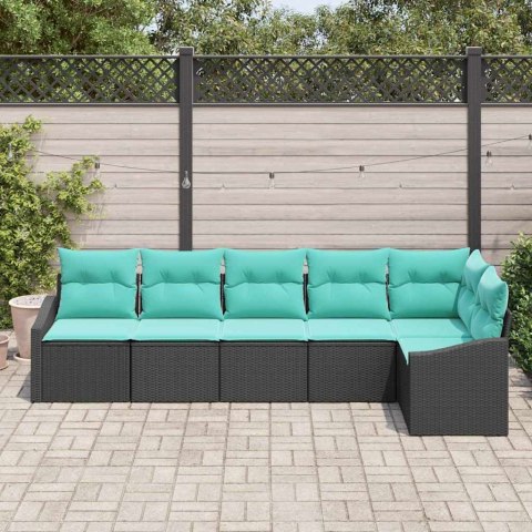 Zestaw Sof z poduszką 6 pcs Czarny polirattan