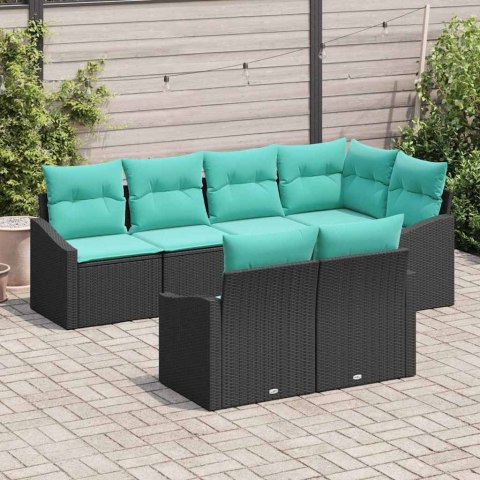 Zestaw Sof z poduszką 7 pcs Czarny polirattan