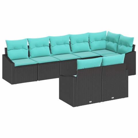 Zestaw Sof z poduszką 8 pcs Czarny polirattan