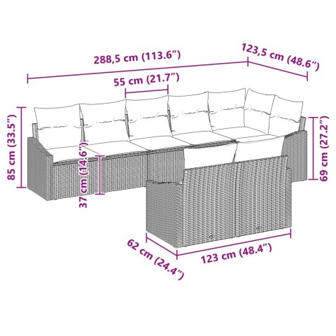 Zestaw Sof z poduszką 8 pcs Czarny polirattan