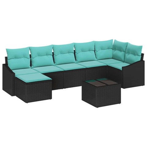 Zestaw Sof z poduszką 8 pcs Czarny polirattan