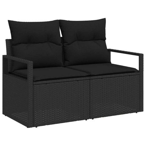Zestaw Sof z poduszką 9 pcs Czarny polirattan