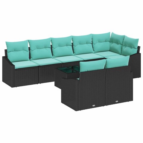 Zestaw Sof z poduszką 9 pcs Czarny polirattan