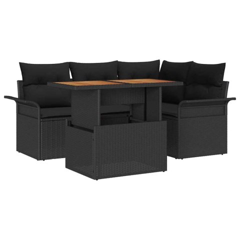 Zestaw Sof na Ogród z poduszką 5 pcs Czarny