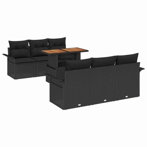 Zestaw Sof na Ogród z poduszką 7 pcs Czarny
