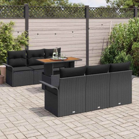 Zestaw Sof na Ogród z poduszką 7 pcs Czarny