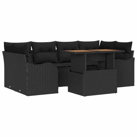 Zestaw Sof na Ogród z poduszką 7 pcs Czarny